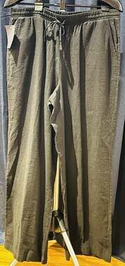 NWT Gap Linen Pull-On Black Pants Women's size L